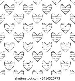 Seamless pattern with hand drawn heart doodle for decorative print, wrapping paper, greeting cards and fabric
