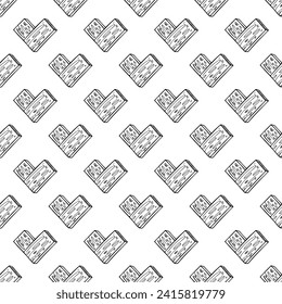 Seamless pattern with hand drawn heart doodle for decorative print, wrapping paper, greeting cards and fabric