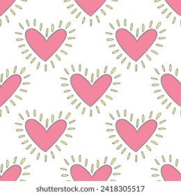 Seamless pattern with hand drawn heart doodle for decorative print, wrapping paper, greeting cards and fabric