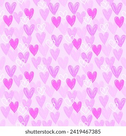Seamless pattern with hand drawn heart. Background for textile, wrapping paper, fashion, illustration.