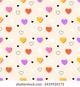 Seamless pattern with hand drawn heart. Background for textile, wrapping paper,fashion, illustration.