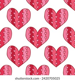 Seamless pattern with hand drawn heart doodle for decorative print, wrapping paper, greeting cards and fabric