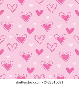 Seamless pattern with hand drawn heart. Background for textile, wrapping paper, fashion, illustration.