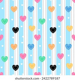 Seamless pattern with hand drawn heart. Background for textile, wrapping paper, fashion, illustration.