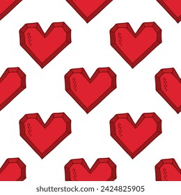 Patrón sin fisuras con garabato de corazón dibujado a mano para impresión decorativa, papel de embalaje, tarjetas de felicitación y tela