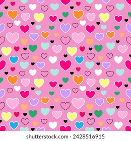 Seamless pattern with hand drawn heart. Background for textile, wrapping paper, fashion, illustration.