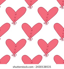 Seamless pattern with hand drawn heart doodle for decorative print, wrapping paper, greeting cards and fabric
