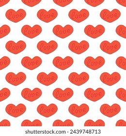 Seamless pattern with hand drawn heart doodle for decorative print, wrapping paper, greeting cards and fabric