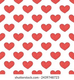 Seamless pattern with hand drawn heart doodle for decorative print, wrapping paper, greeting cards and fabric