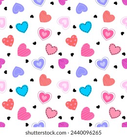 Seamless pattern with hand drawn heart. Background for textile, wrapping paper, fashion, illustration.