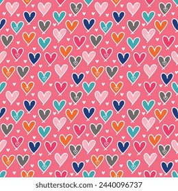 Seamless pattern with hand drawn heart. Background for textile, wrapping paper, fashion, illustration.