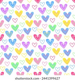 Seamless pattern with hand drawn heart. Background for textile, wrapping paper, fashion, illustration.