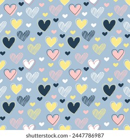 Seamless pattern with hand drawn heart. Background for textile, wrapping paper, fashion, illustration.