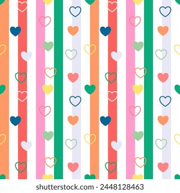 Seamless pattern with hand drawn heart. Background for textile, wrapping paper, fashion, illustration.