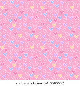 Seamless pattern with hand drawn heart. Background for textile, wrapping paper, fashion, illustration.