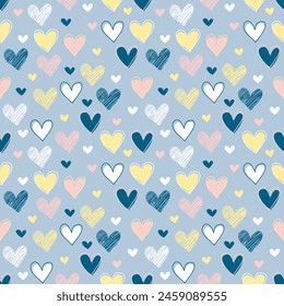 Seamless pattern with hand drawn heart. Background for textile, wrapping paper, fashion, illustration.