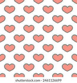 Patrón sin fisuras con garabato de corazón dibujado a mano para impresión decorativa, papel de embalaje, tarjetas de felicitación y tela