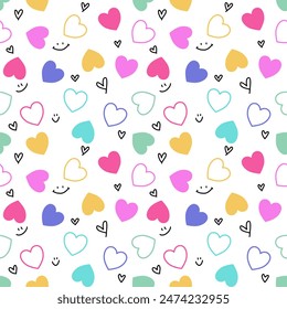 Seamless pattern with hand drawn heart. Background for textile, wrapping paper, fashion, illustration..