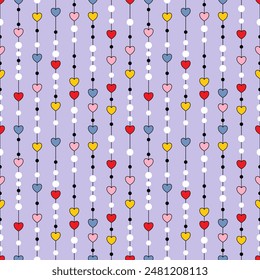 Seamless pattern with hand drawn heart. Background for textile, wrapping paper, fashion, illustration.