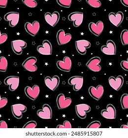 Seamless pattern with hand drawn heart. Background for textile, wrapping paper, fashion, illustration.