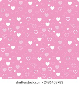 Seamless pattern with hand drawn heart. Background for textile, wrapping paper, fashion, illustration.