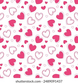 Seamless pattern with hand drawn heart. Background for textile, wrapping paper, fashion, illustration.