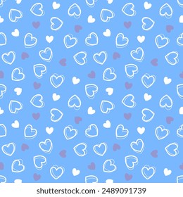 Seamless pattern with hand drawn heart. Background for textile, wrapping paper, fashion, illustration.