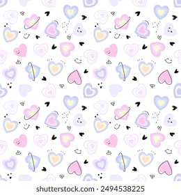 Seamless pattern with hand drawn heart. Background for textile, wrapping paper, fashion, illustration.