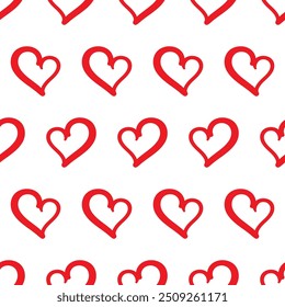 Seamless pattern hand drawn heart. Symbol of  love. Cute girl fashion background. Vector isolated illustration