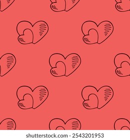 Seamless pattern with hand drawn heart doodle for decorative print, wrapping paper, greeting cards and fabric
