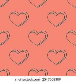 Seamless pattern with hand drawn heart doodle for decorative print, wrapping paper, greeting cards and fabric