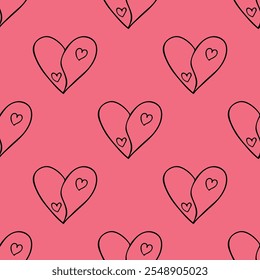 Modelo inconsútil con el garabato dibujado a mano del corazón para la impresión decorativa, papel de embalaje, tarjetas de felicitación y tela