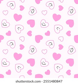 Seamless pattern with hand drawn heart. Background for textile, wrapping paper, fashion, illustration.