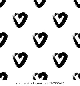 Seamless pattern with hand drawn heart doodle for decorative print, wrapping paper, greeting cards and fabric