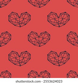 Seamless pattern with hand drawn heart doodle for decorative print, wrapping paper, greeting cards and fabric