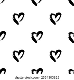 Seamless pattern with hand drawn heart doodle for decorative print, wrapping paper, greeting cards and fabric