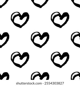 Seamless pattern with hand drawn heart doodle for decorative print, wrapping paper, greeting cards and fabric