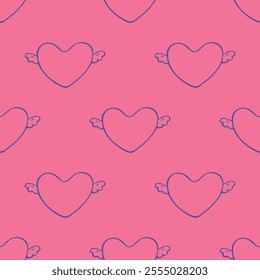 Seamless pattern with hand drawn heart doodle for decorative print, wrapping paper, greeting cards and fabric