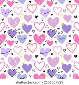 Seamless pattern with hand drawn heart. Background for textile, fashion, illustration.