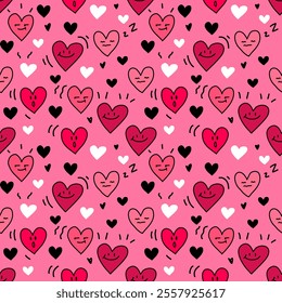 Seamless pattern with hand drawn heart. Background for textile, wrapping paper, fashion, illustration.