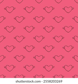 Seamless pattern with hand drawn heart doodle for decorative print, wrapping paper, greeting cards and fabric