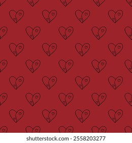 Seamless pattern with hand drawn heart doodle for decorative print, wrapping paper, greeting cards and fabric