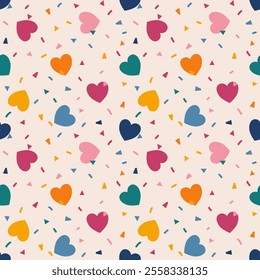 Seamless pattern with hand drawn heart. Background for textile, wrapping paper,fashion, illustration.