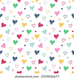 Seamless pattern with hand drawn heart. Background for textile, wrapping paper, fashion, illustration.