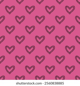 Seamless pattern with hand drawn heart doodle for decorative print, wrapping paper, greeting cards and fabric