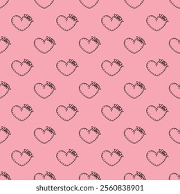 Seamless pattern with hand drawn heart doodle for decorative print, wrapping paper, greeting cards and fabric