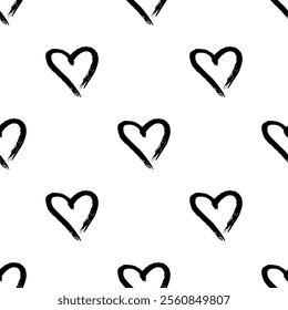 Seamless pattern with hand drawn heart doodle for decorative print, wrapping paper, greeting cards and fabric