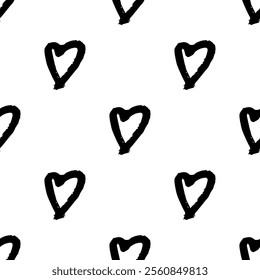 Seamless pattern with hand drawn heart doodle for decorative print, wrapping paper, greeting cards and fabric