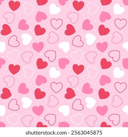 Seamless pattern with hand drawn heart. Background for textile, wrapping paper, fashion, illustration.