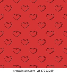 Seamless pattern with hand drawn heart doodle for decorative print, wrapping paper, greeting cards and fabric